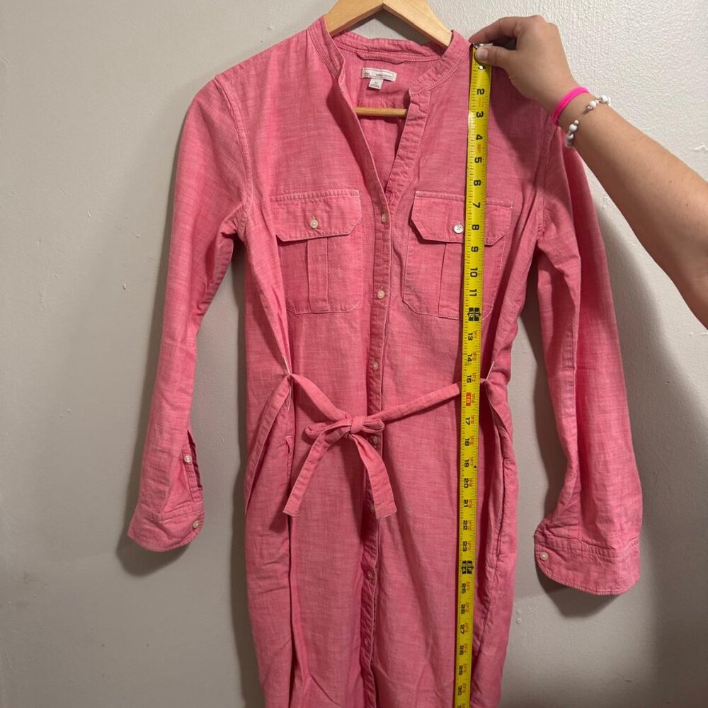 Gap WomensDress XS Shirt Button Up Long Sleeve Coral Red Chambray Relaxed Cotton - Picture 7 of 13